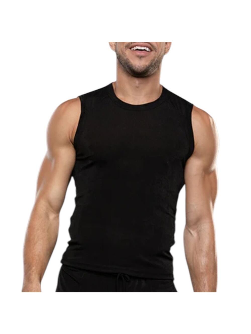 Andrew Christian Sensual Rib Muscle Tee Large Black